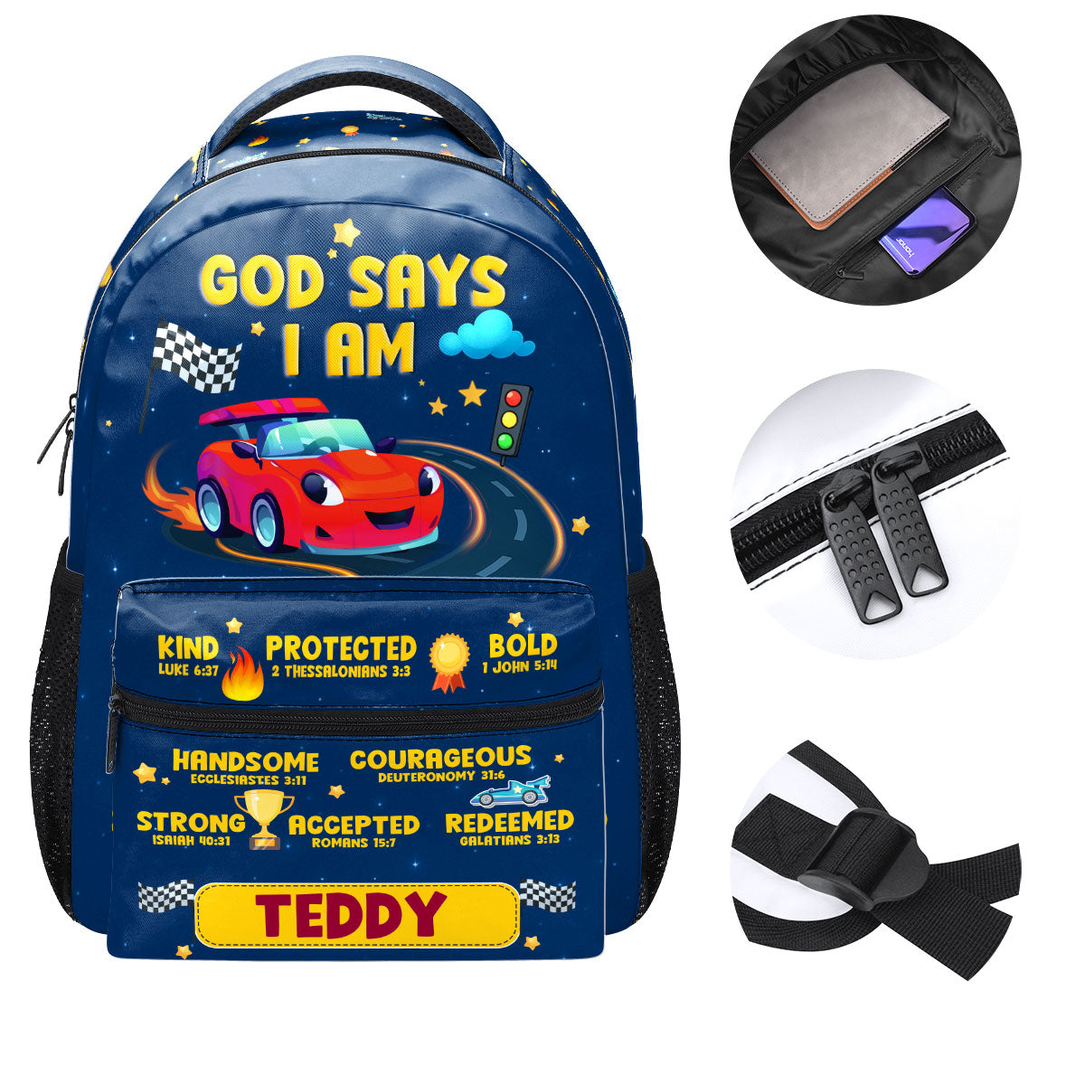 God Says I Am - Personalized Backpack - Christian Gift for Son
