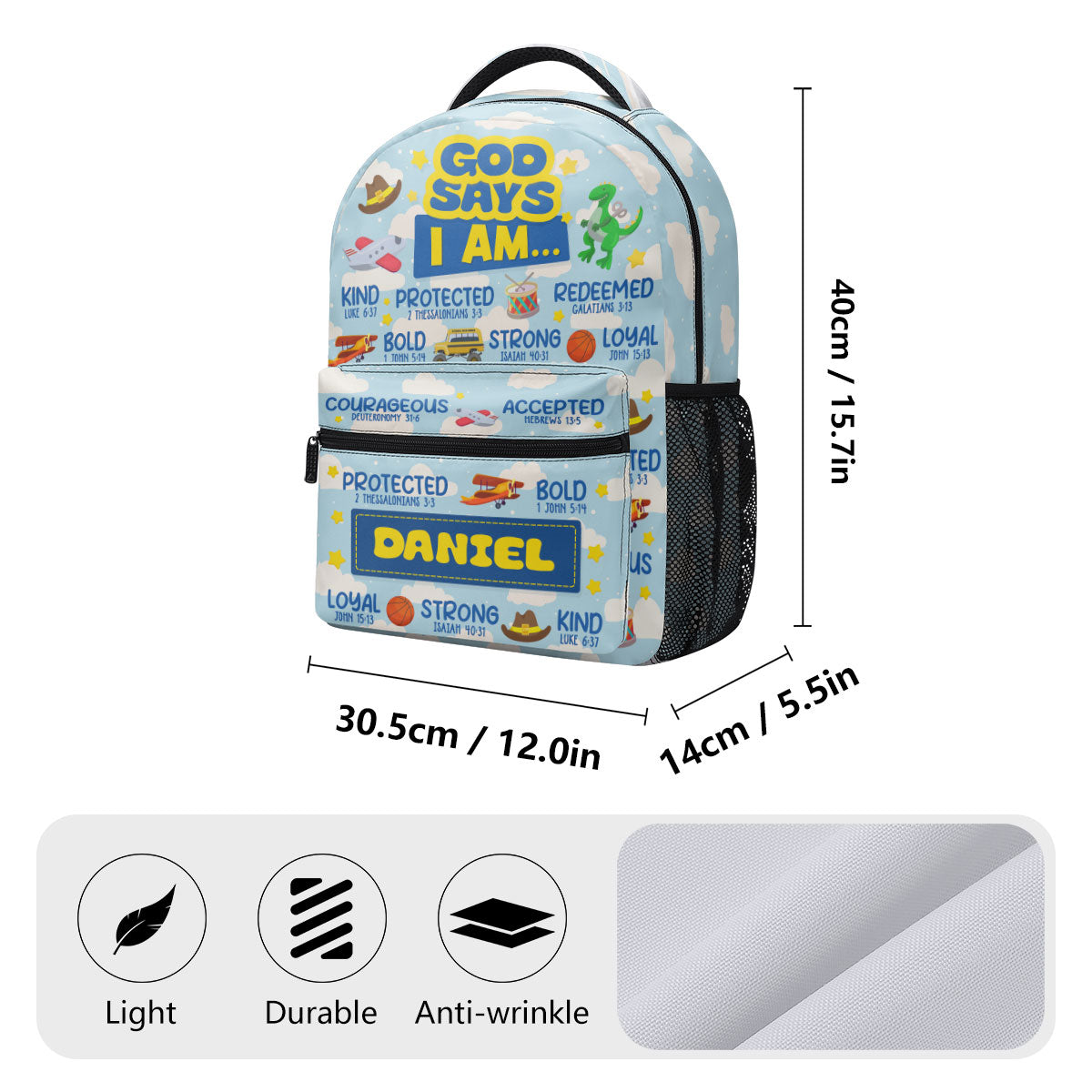 God Says I Am - Personalized Kids Backpack