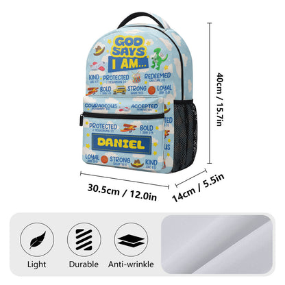 God Says I Am - Personalized Kids Backpack