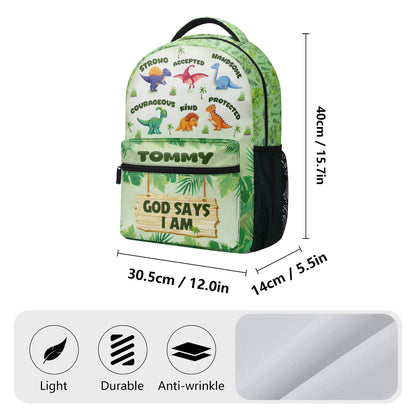 God Says I Am - Personalized Backpack - Christian Gift for Son