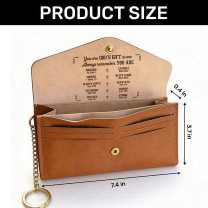 You're God's Gift To Me - Personalized Leather Envelope Wallet