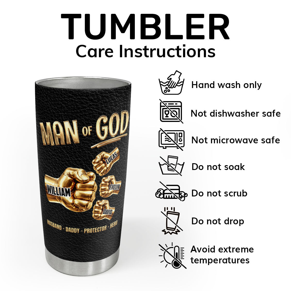 Man Of God Husband Daddy - Personalized Stainless Steel Tumbler