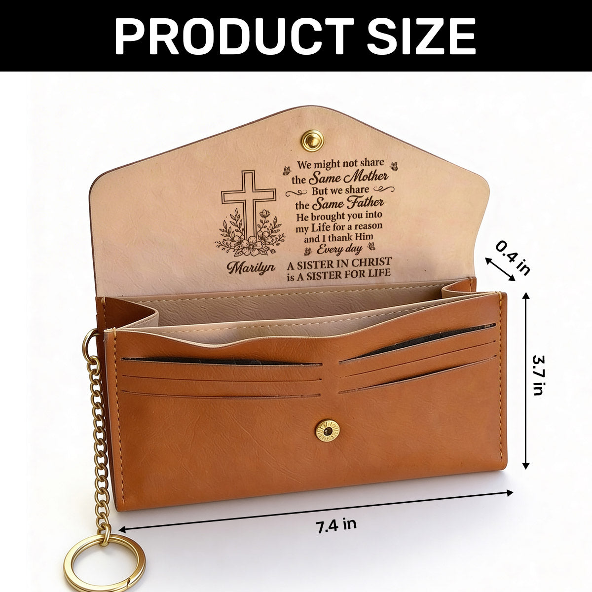 A Sister In Christ - Personalized Leather Envelope Wallet