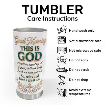 Good Morning This Is God - Personalized Tumbler - Christian Faith Drinkware