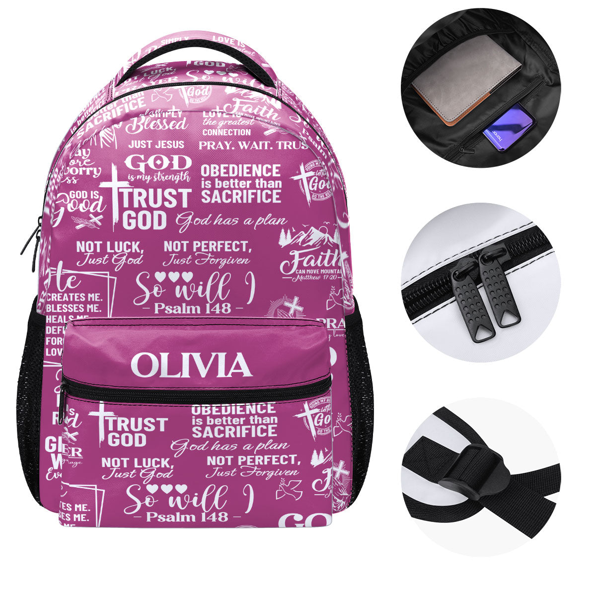 Trust God - Personalized Backpack Faith Christian - Gift for Girls