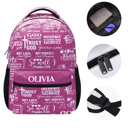 Trust God - Personalized Backpack Faith Christian - Gift for Girls