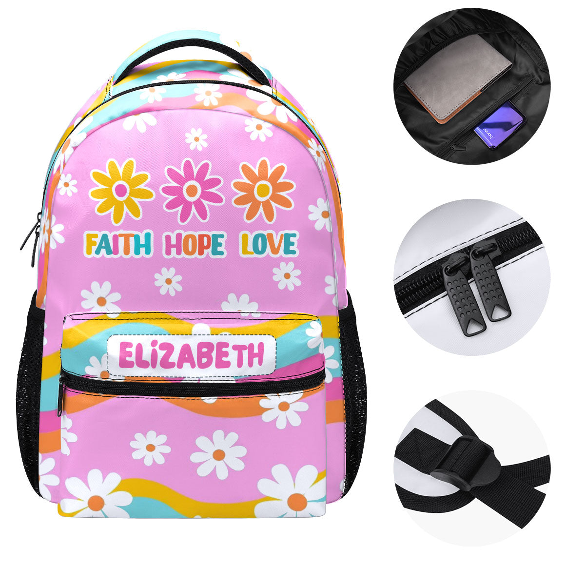 Faith Hope Love - Personalized Backpack for Girls