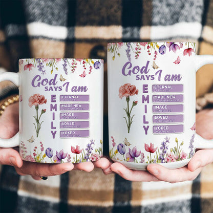 God Says I Am - Personalized Ceramic Coffee Mug
