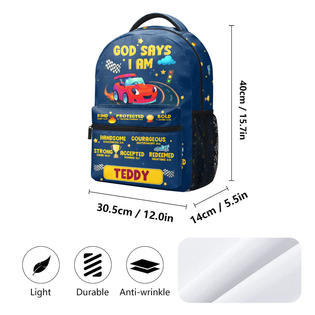 God Says I Am - Personalized Backpack - Christian Gift for Son