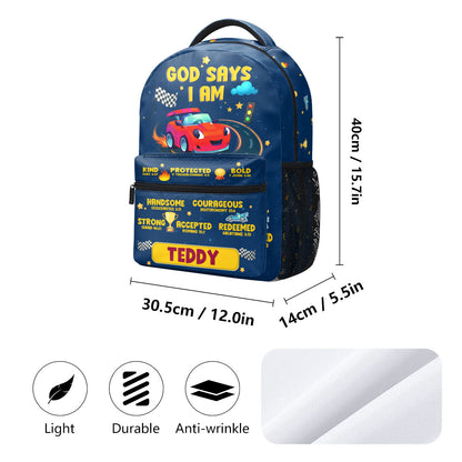 God Says I Am - Personalized Backpack - Christian Gift for Son
