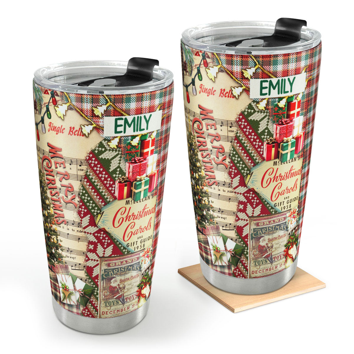 Christmas Vintage - Personalized Stainless Steel Tumbler